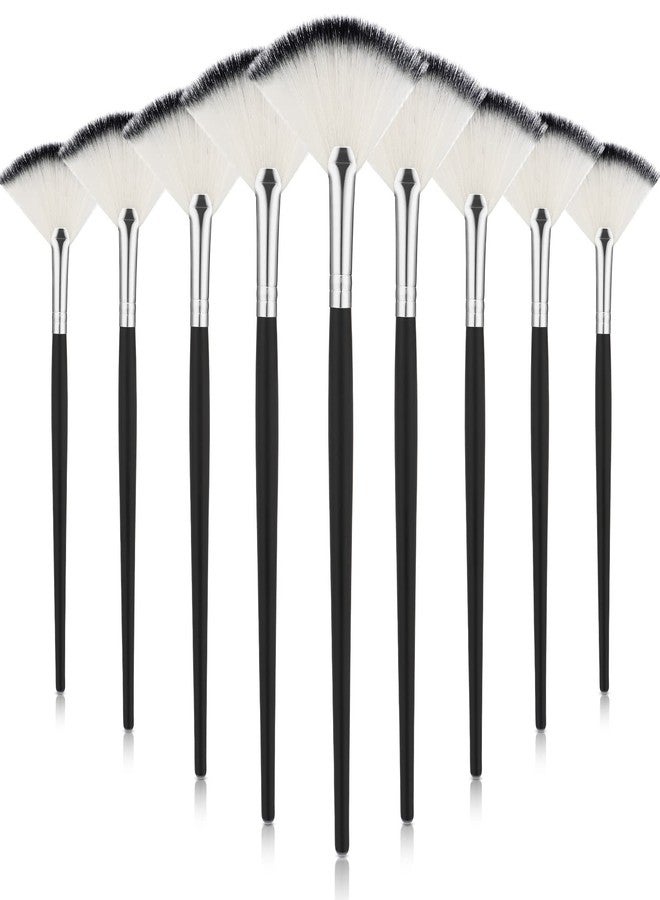 Maitys 9 Pieces Facial Fan Mask Brushes, Soft Facial Applicator Brushes Tools for Peel Glycolic Makeup for Mud Cream(Black and Silver) - Image 1